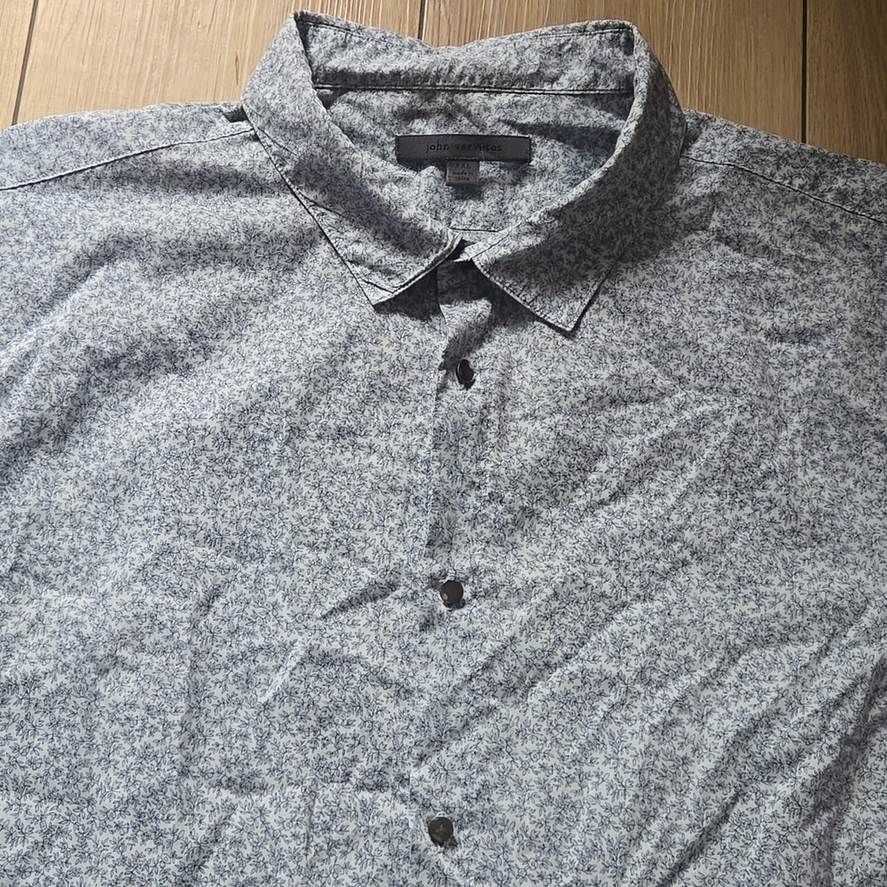 John Varvatos Casual Blue Floral Lightweight Shirt Sz XXL